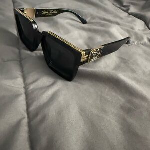 Black Sunglasses with Gold Accents